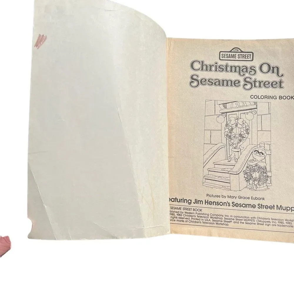 Vintage The Sesame‎ Street golden Coloring books Set of 2 Farm and Christmas Bks